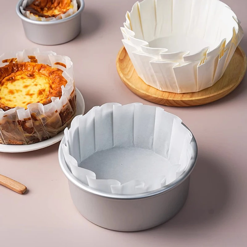 50pcs Basque Cheesecake Oil Paper Tray Foldable Cake Mold Disposable Release Mousse Cake Paper Baking Oil Proof Edge Paper