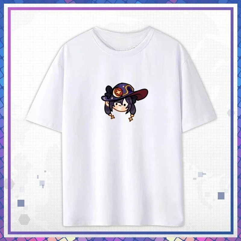 

Klee,Diluc Chibi Venti, & Razor Футболка унисекс для пар с короткими рукавами Футболки унисекс Genshin Mondstadt Футболка с мини-принтом персонажей