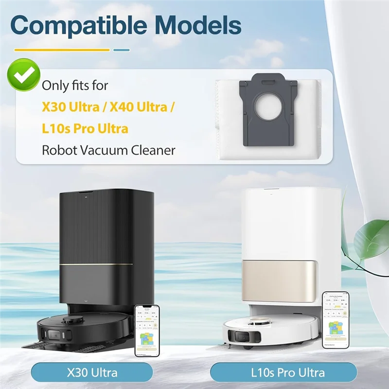 ABUD-10 แพ็คถุงเก็บฝุ่นสําหรับ Dreame X30 Ultra / X40 Ultra / L10s Pro Ultra หุ่นยนต์เครื่องดูดฝุ่นกระเป๋าอุปกรณ์เสริม