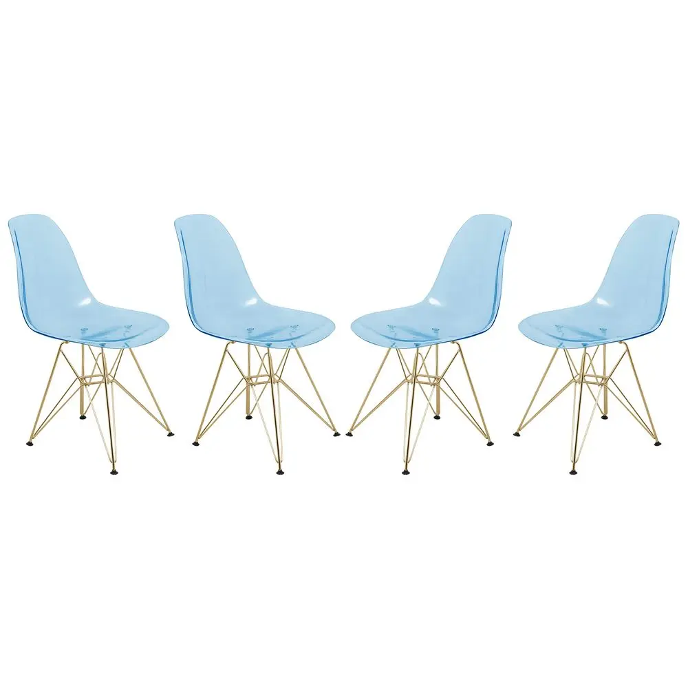 

Acrylic Dining Chairs with Chrome Eiffel Base, Ergonomic Curved Back, Set of 4 Lightweight Accent Side Chairs for Modern and Mi