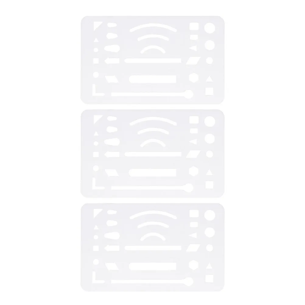 Erasing Shield Template 3 Piece Smooth Edge Plastic Stencil for Technical Drawing Drafting Mechanical Design