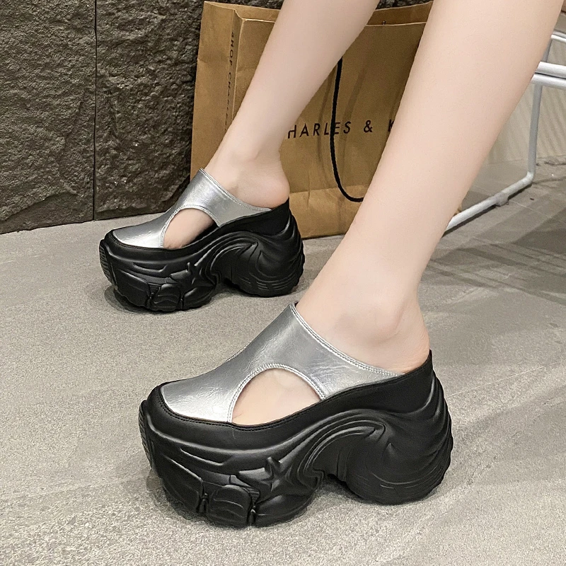 10cm Summer Women Flip-Flops Chunky Beach Shoes 2024 Ladies Wedge Heels Open Toe Slippers Woman Platform Slides Outside Sandals