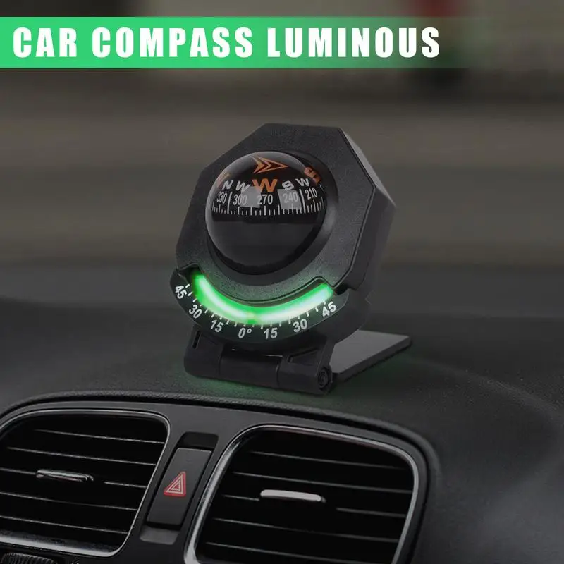 Car Dashboard Compass Foldable Spherical Compass Ball With Inclinometer For Direction Pointing 180-Degree Adjustable Compass