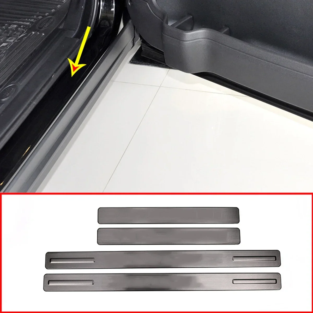 Black Stainless Steel For Land rover Discovery 4 LR4 2010-2016 Outside Door Sill Scuff Plates Cover Trim Accessories gty