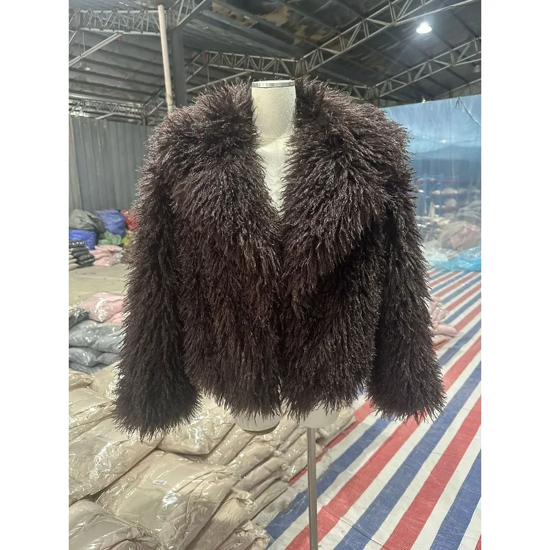 European and American Cross-border Autumn and Winter Curly Artificial Fur Fur Coat Women's Short Long Fur Street Cardigan Jacket