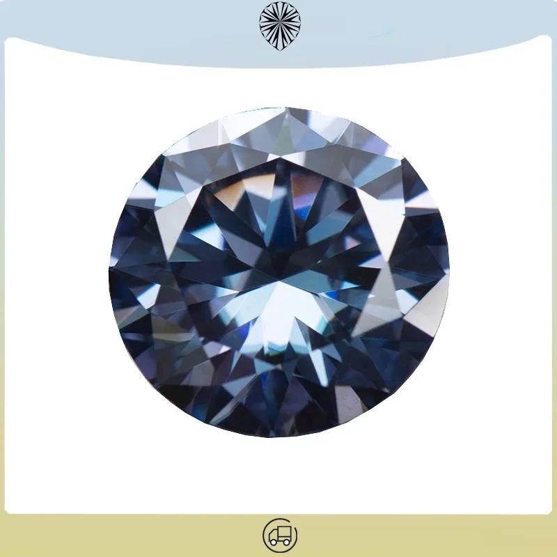 

Moissanite Stone Sapphire Blue Colour Round Cut Gemstone Lab Created Diamond Advanced Jewelry Making Materials GRA Certified