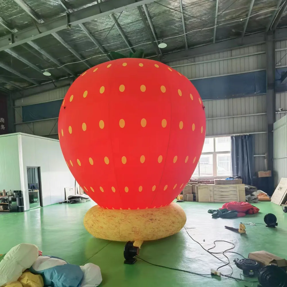 3m hoge grote opblaasbare aardbei opblaasbare fruitballon buitendecoratie gigantische aardbei cartoon voor reclame
