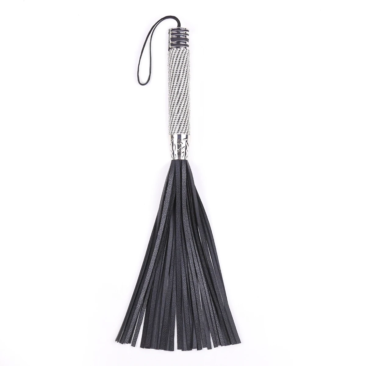 

VaHppy Sex Games Toys Whip Handle With Diamonds 45cm 160g PU Black Spanking SM BDSM Couple Flirting Tassel Tail Spread Whip Quee