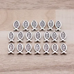 IFOCUS 20pcs/Lot Jesus Fish Beads For DIY Jewelry Making Zinc Alloy 8x5x3mm/0.31x0.2x0.12inch