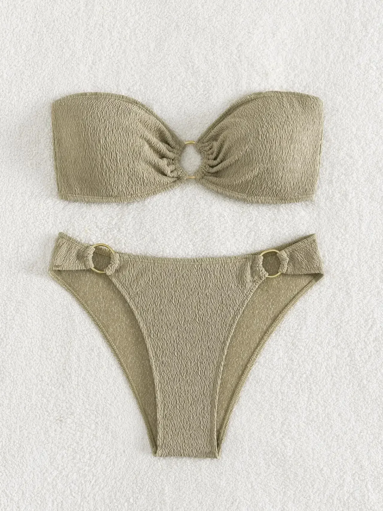 

Sexy Bikinis Sets Women Metal Ring Linked Push Up Micro Swimsuit 2025 Solid Bathing Suit Thong Swimwear