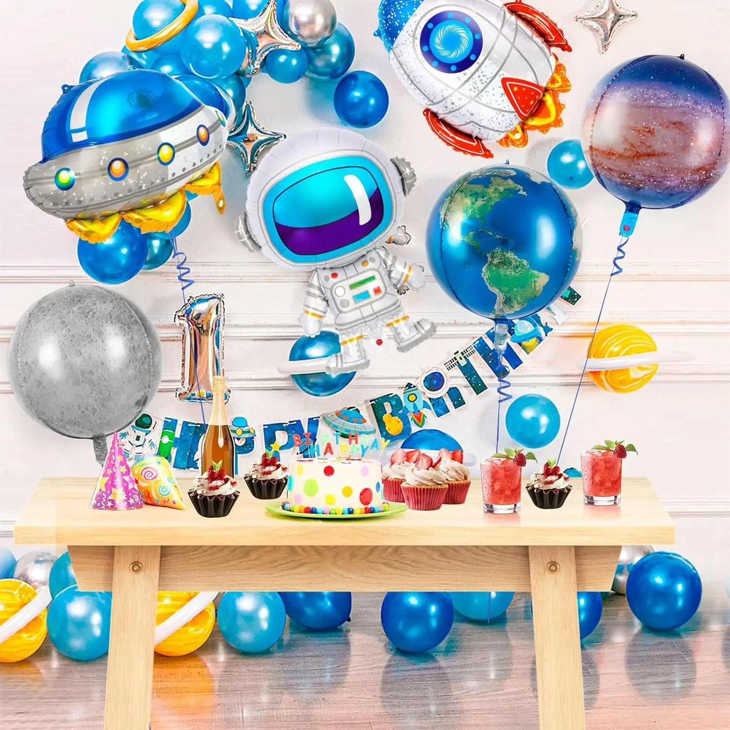 6 Pcs/Set Astronaut Spaceman Foil Balloons for Baby Kid\'s Space Themed Party Supplies Happy Birthday  Baby Shower Decoration