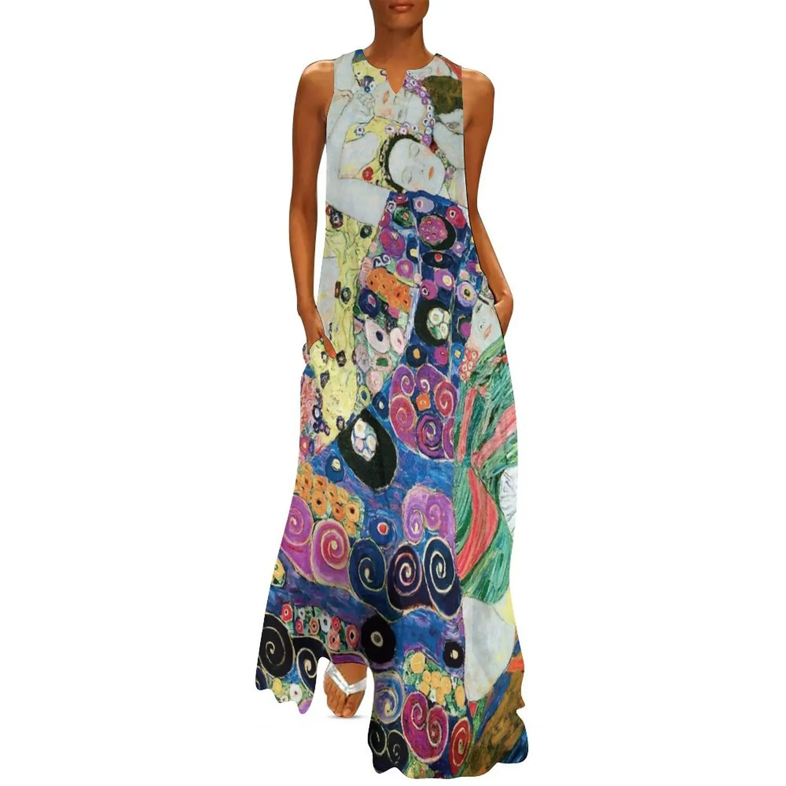 HD The maiden, by Gustav Klimt - 1913 HIGH DEFINITION Long Dress clothes clothing women summer 2025 dresses for womens 2025