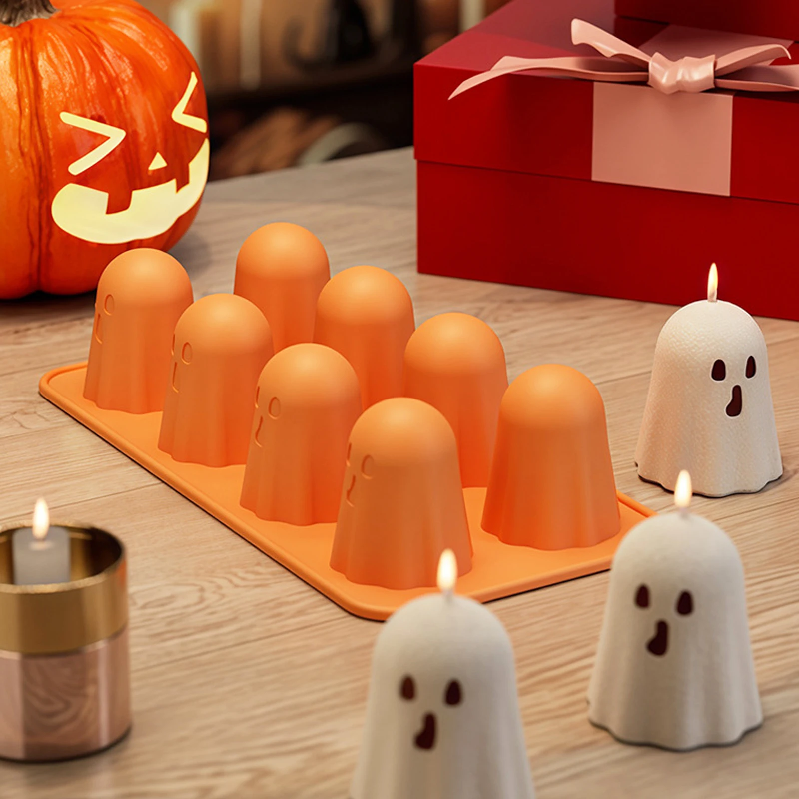 1 Pack Silicone Halloween Candy Mold Ghost Thick Baking Mold Non-Stick for Making Chocolate Jelly Pudding Cake Candy Mousse view 3
