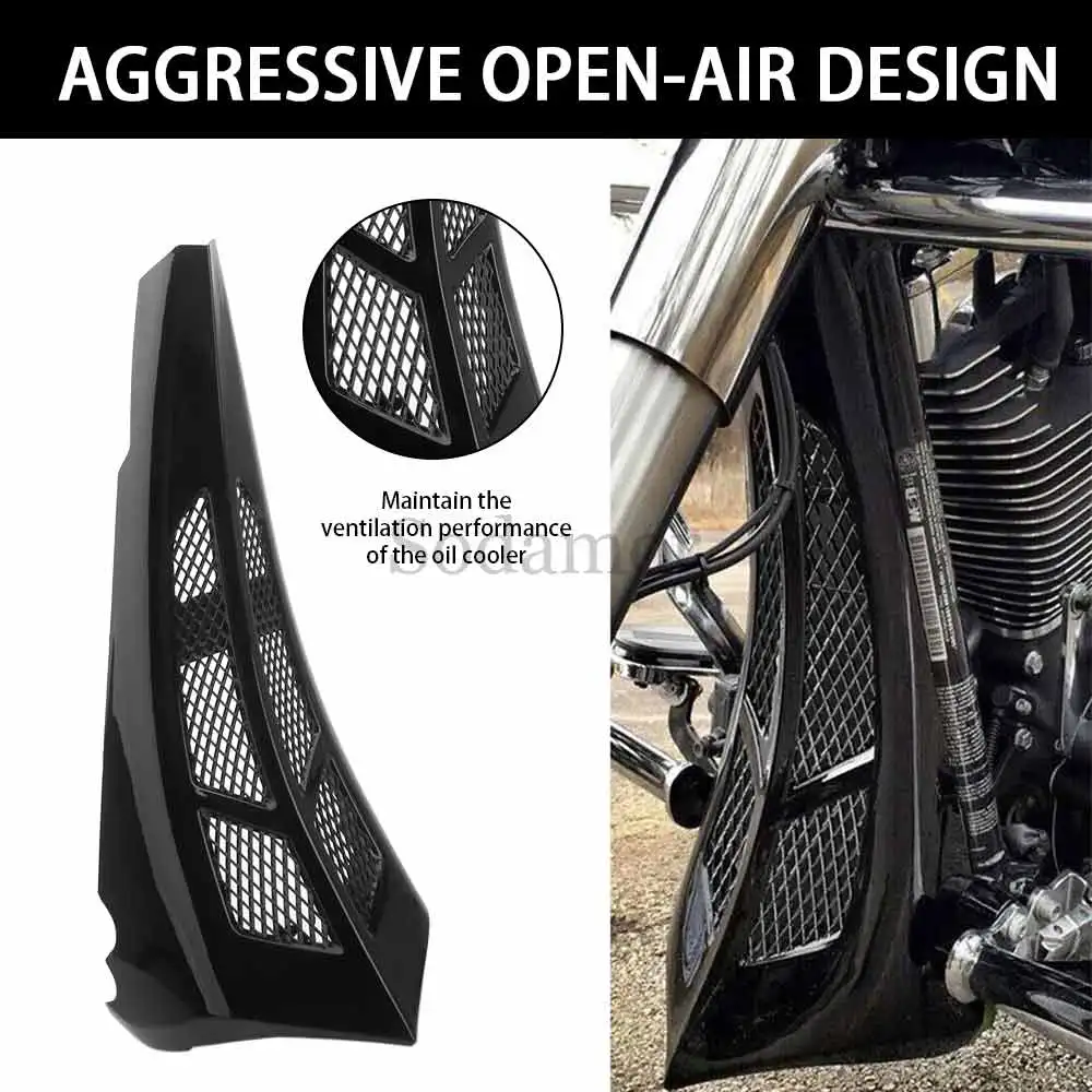 جزء الدراجة النارية باللون الأسود للذقن الأمامية غطاء المبرد السفلي لدراجة Harley Touring Road Glide Street Glide FLH FLT 2014-up #4