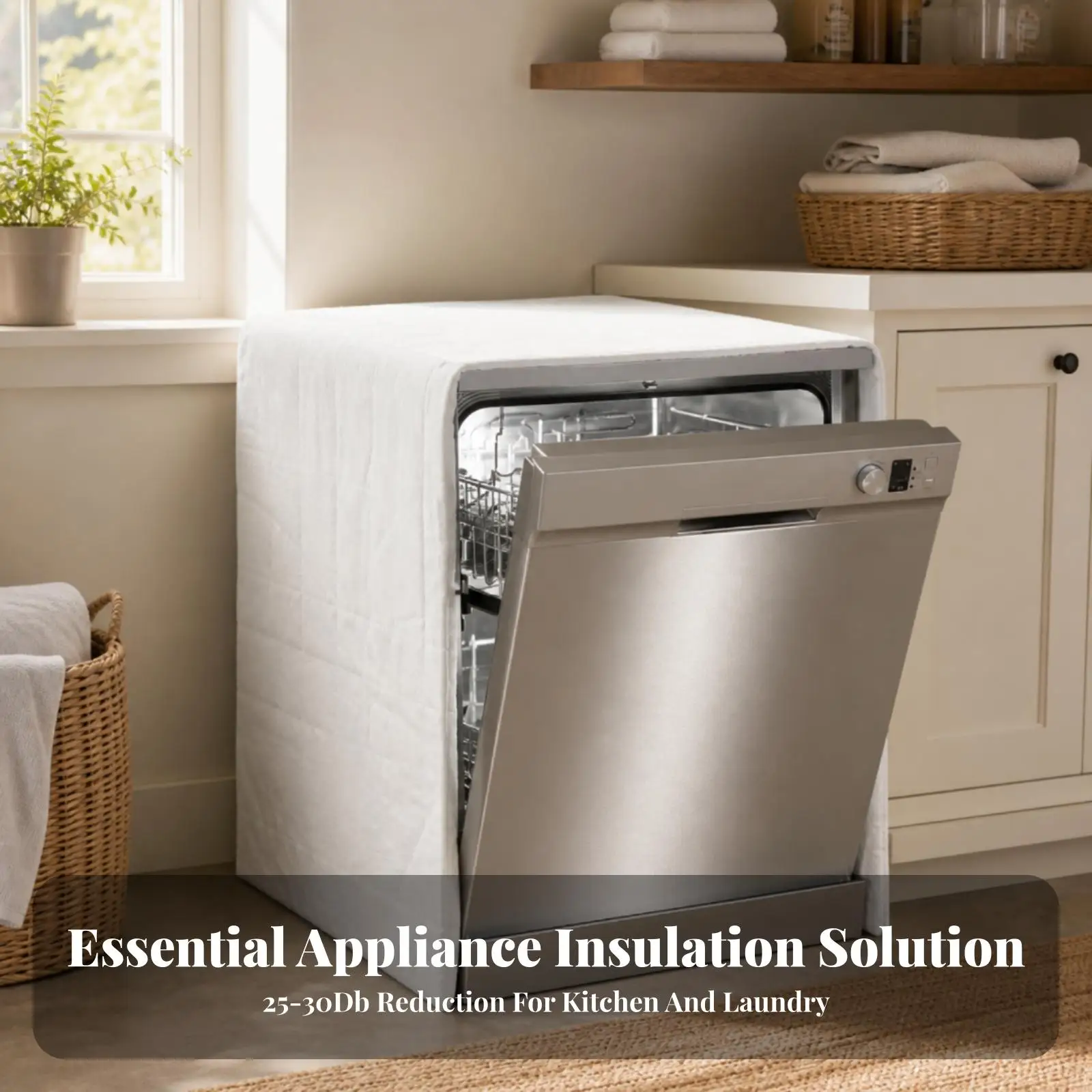 Dishwasher Soundproofing Mat Heat Insulating Polyester Fiber Acoustic Insulation Mat for Appliance Enclosures, Kitchen view 4