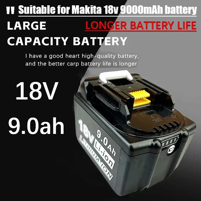 Makita-Batterie aste 18V, 9000mAh, pour outils électriques Makita, avec LED, remplacement ion Eddie LXT, BL1860B, BL1860, BL1850