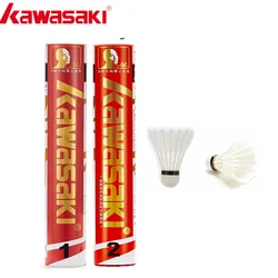 12Pcs Kawasaki Badminton Shuttlecock  Goose Feather Badminton Ball Speed 76 77  White Badminton Accessories TEAM 2  TEAM 1