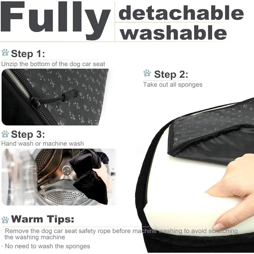 مقعد وسرير سيارة للحيوانات الأليفة قابل للتحويل لكلاب صغيرة أو واحدة متوسطة/كبيرة تصل إلى 60 رطل، داخلية قابلة للغسل والفصل