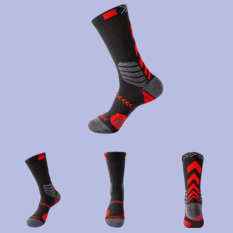 3/6 Pairs High Quality Color-contrast Long Basketball Socks Towel Bottom Professional Sports Socks Men's Elite Casual Socks