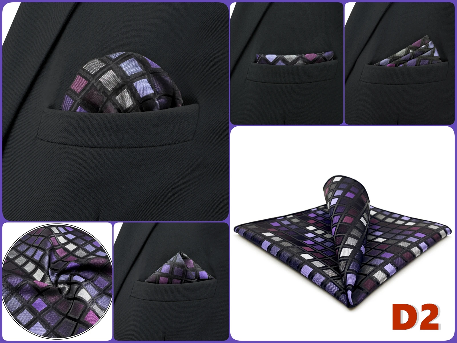 Pocket Square Handkerchief for Men Polka Dot Dots Plaid Check Checkered Suit Pocket Towel Hanky Mens Gift Wedding Business Party