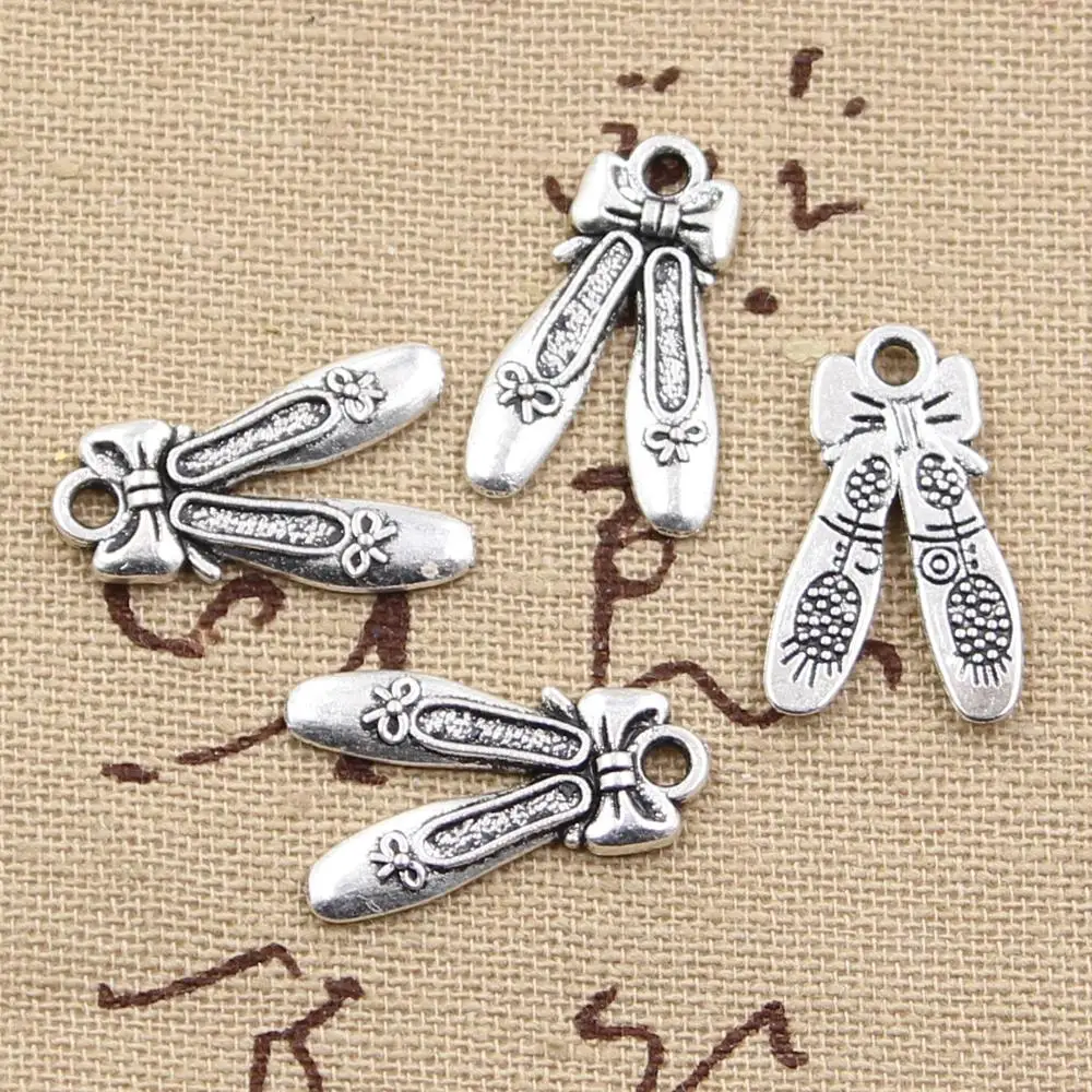 30 sztuk Charms baletki kapcie 20x13mm antyczny brąz srebrny kolorowy platerowany zawieszki dokonywanie DIY Handmade tybetański biżuteria