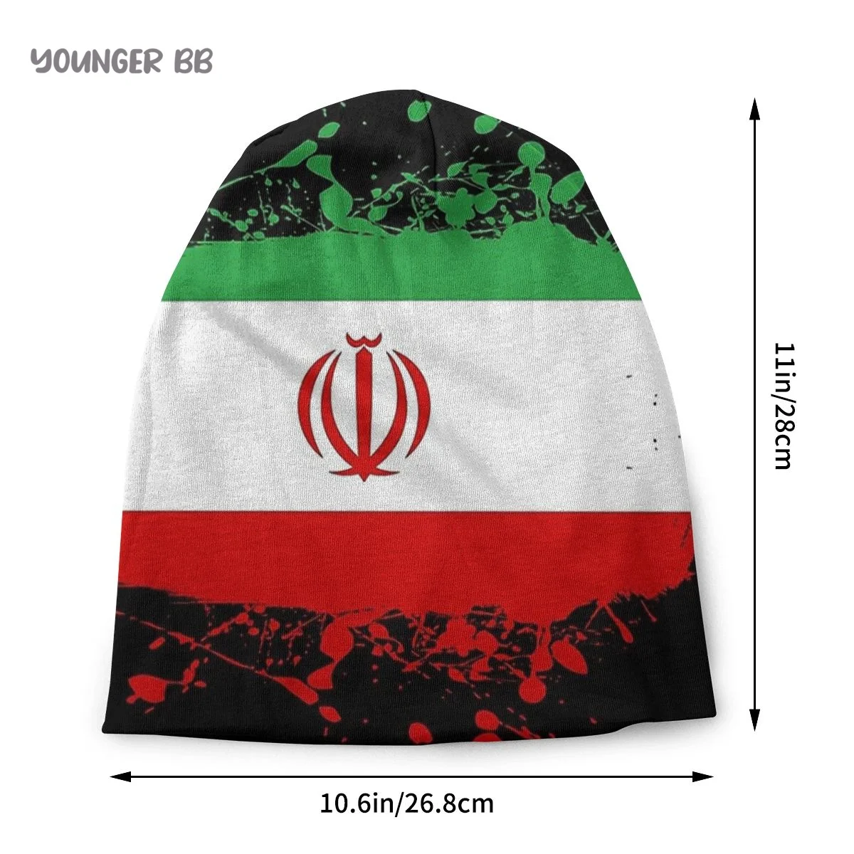 Bonnet Hats Iran flag Men Women's Knitting Hat Iranian Flag Paint Splatters Winter Warm Cap Beanies Thermal Elastic Caps