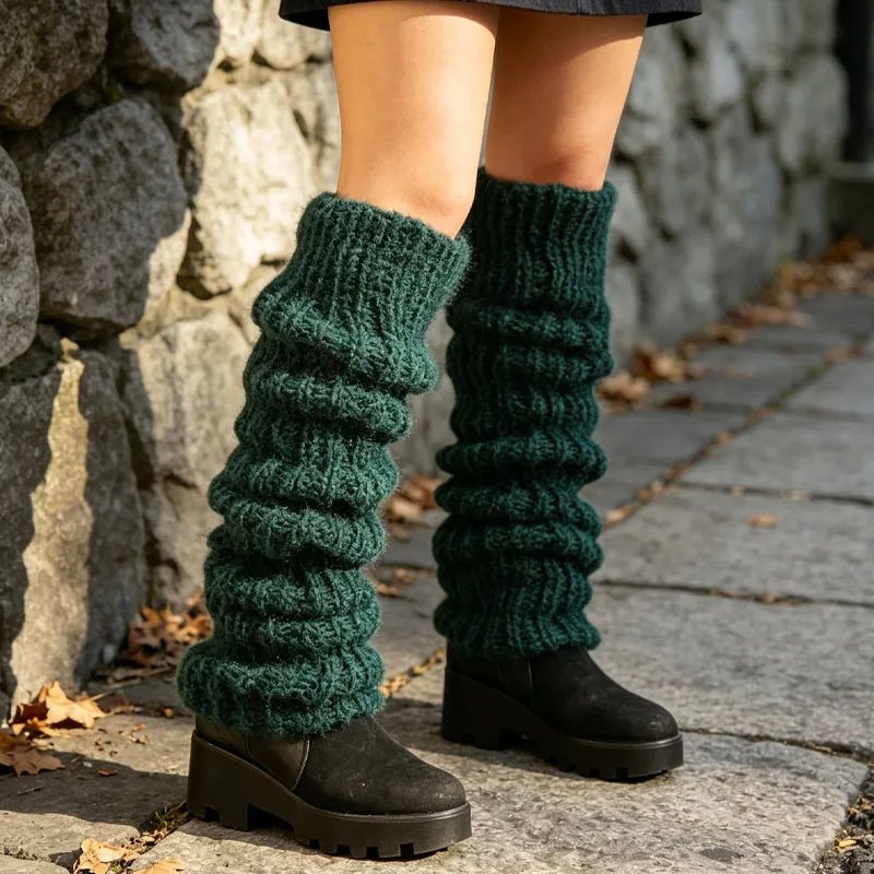 1-4Pairs Y2K Slouchy Leg Warmers Thick Oversized Knit Knee High Socks for Women Casual Streetwear Retro Outfit Party