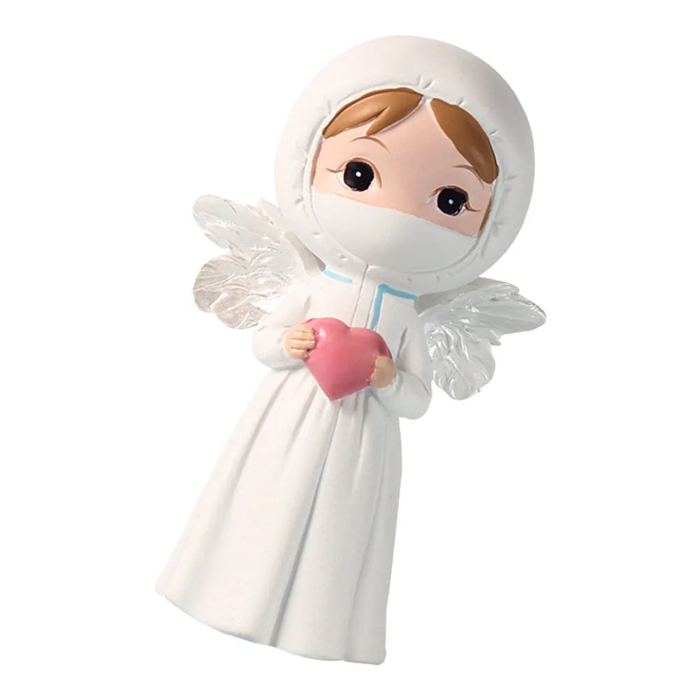 1 قطعة معطف أبيض الملاك ديكور الراتنج سطح المكتب زخرفة الوردي دائم سقوط مقاومة لوحة جميلة طويلة الأمد ديكور المنزل #2