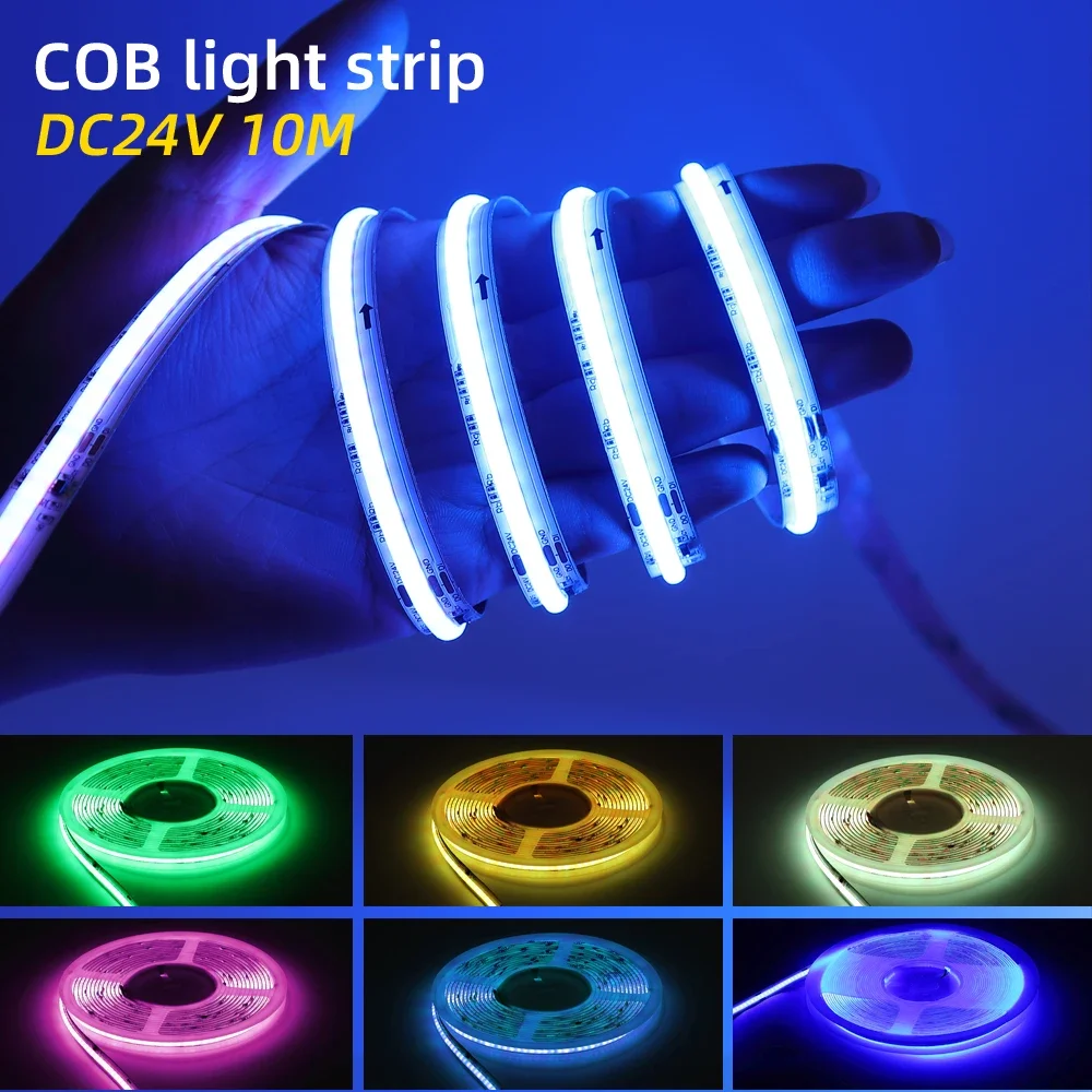 

320LEDs DC 12V 24V COB LED Strip Light Dimmable High Bright Colorful LED Red Green Blue Pink Yellow Purple Ice Blue White Color