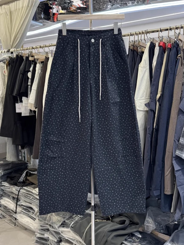 

plus Size High Waist Floral Print Loose Wide Leg Pants Women's Casual Straight Cut Trousers Autumn Season Comfortable Fit