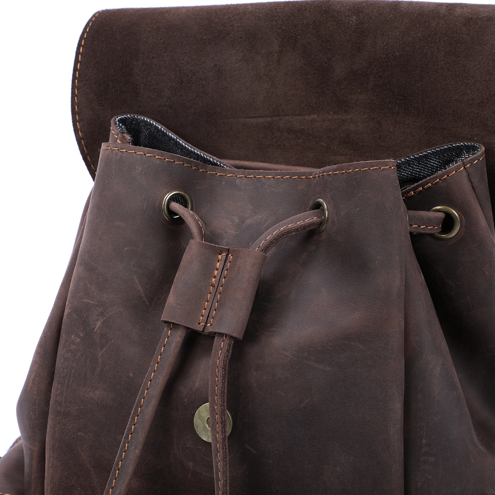 S.WORKER Vintage Echtleder-Rucksack für Damen, Reise-Vintage-Mini-Crazy-Horse-Schultasche, Schultertasche aus Rindsleder – Detail 16