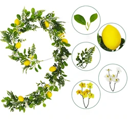 Artificial Lemon Vine With Greenery Leaves Small Flower Spring Faux Fruit Garlands Front Door Wall Mantle Wedding Party Decor