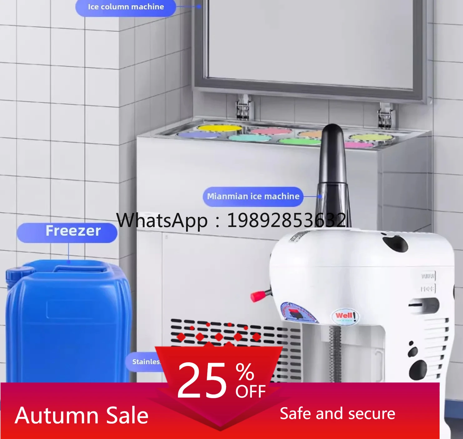 

Commercial Milk Tea Shop Dessert Snowflake Automatic Mianmian Brick Shaved Machine Ice Column Machine