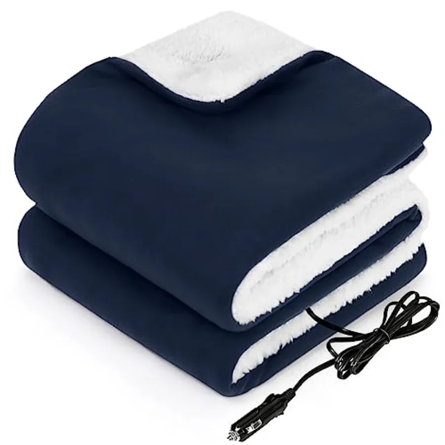 

12-Volt Heated Car Blanket Portable Electric Blanket with 3 Heating Levels and 4 Hours Auto Off for Car Truck SUV RV or Camping