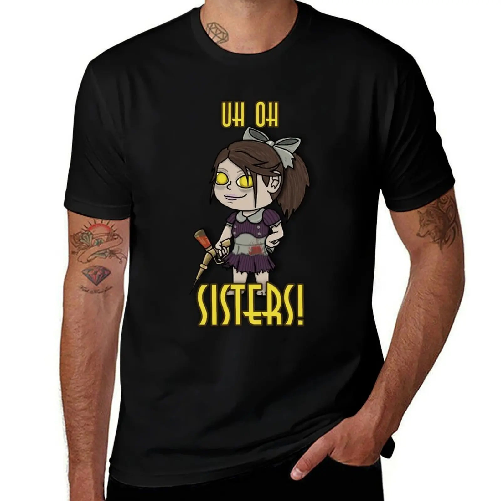 

Uh Oh Sisters! - Bioshock Little Sister T-Shirt anime clothes for a boy sweat new edition men workout shirt