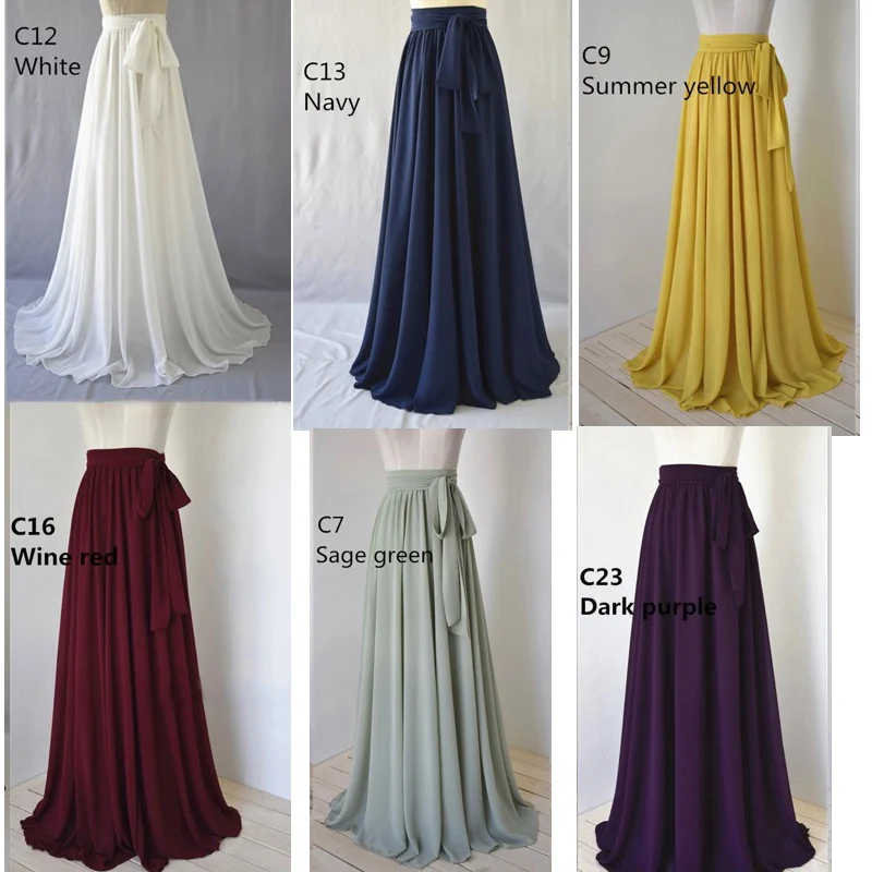 Chiffon Detachable Skirt Wedding Removable Train For Evening Party Dresses Bridal Overskirt Purple Black Navy