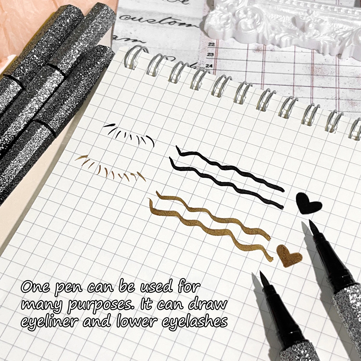 2 สีเริ่มต้น Starry อายไลเนอร์ยาวนานกันน้ํา Non-Smudge Liquid Eyeliner ปากกาแต่งหน้าเครื่องมือเครื่องสําอาง Eye Makeup