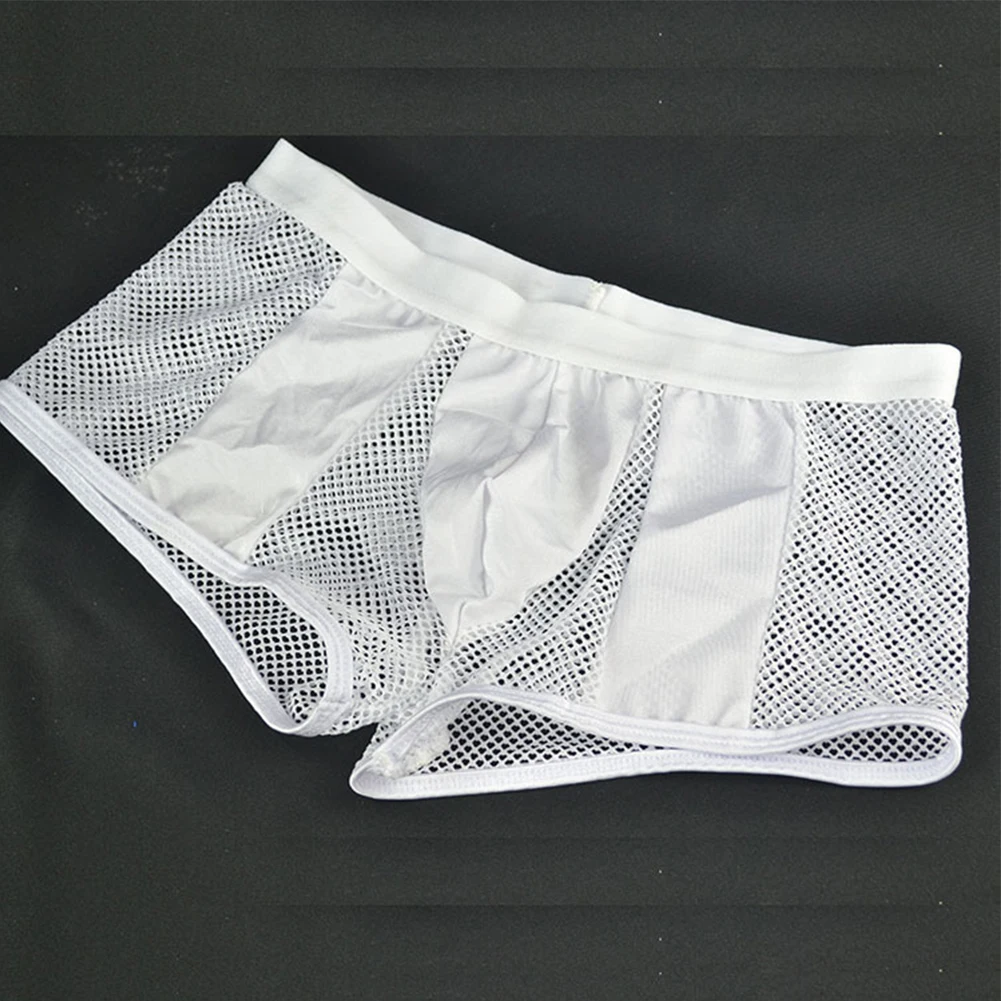 Sexy Men Mesh Patchwork Brief See Through Underwear Male Bulge Pouch Trunk See-Through Underpants Breathable Panties