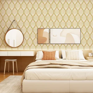 Geometrische Tapete mit goldenen Blättern, Muschel und Stick, Boho, Kontakt, Selbstadhäsion, Bad, Heimdekoration 8 Hauptverkäufe Wallpaper Goldtextur - №4