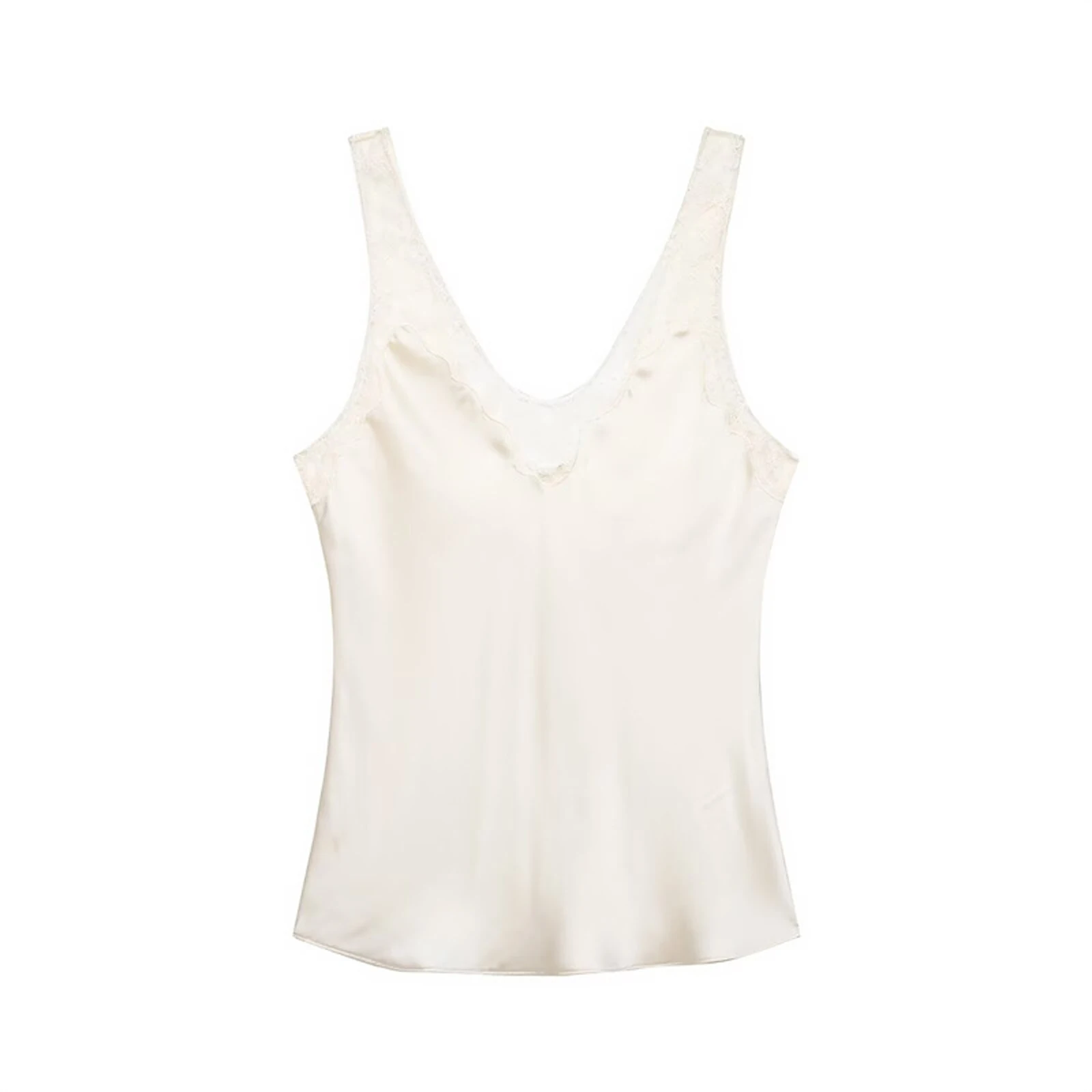 HH Damen Mode Spitze Patchwork Einfarbig Schicke Oberteile V-Ausschnitt Sexy Rückenfreie Ärmellose Schlanke Trägerbluse 2026 Sommer Strand Urlaubskleidung – Detail 2