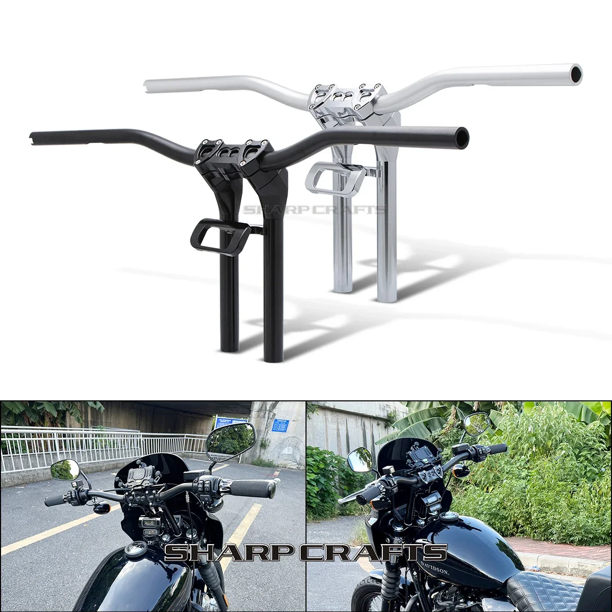 Für HARLEY SOFTAIL STREET BOB FXBB FXDR114 BREAKOUT FXBR FXBRS Motorrad Digitalanzeige Halterung Lenker Pullback Riser T Bar