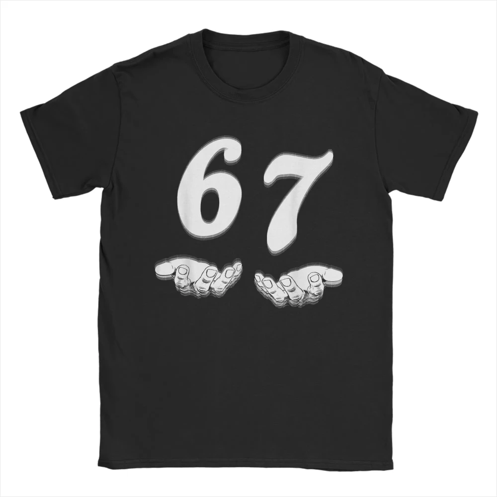 Men's T-Shirt Six Seven 6 7 Meme Funny Hands Funny Cotton Tees Short Sleeve Gen-Alpha Slang T Shirts Round Collar Merch Classic