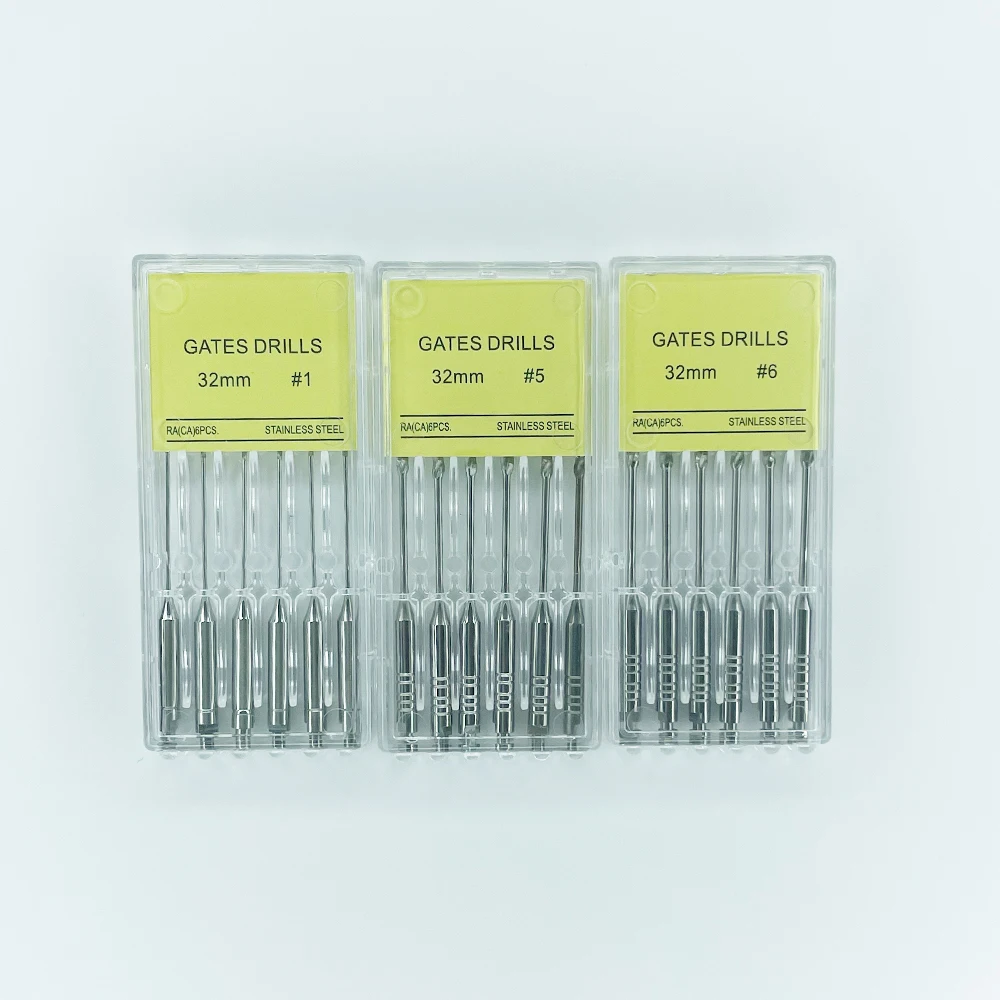 6Pcs/Box Dental Engine Use Endodontic Gates Drill Reamers Glidden Rotary 32mm #1-#6 Stainless Steel Endo Files Dentist Tool