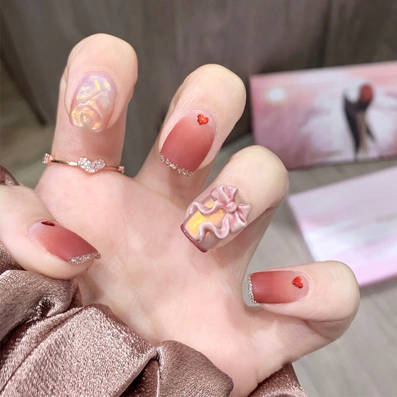 1 szt. 3D paznokci silikonowe formy dociskania DIY ozdoby do paznokci urok Kawaii INS styl łuk Nail Art