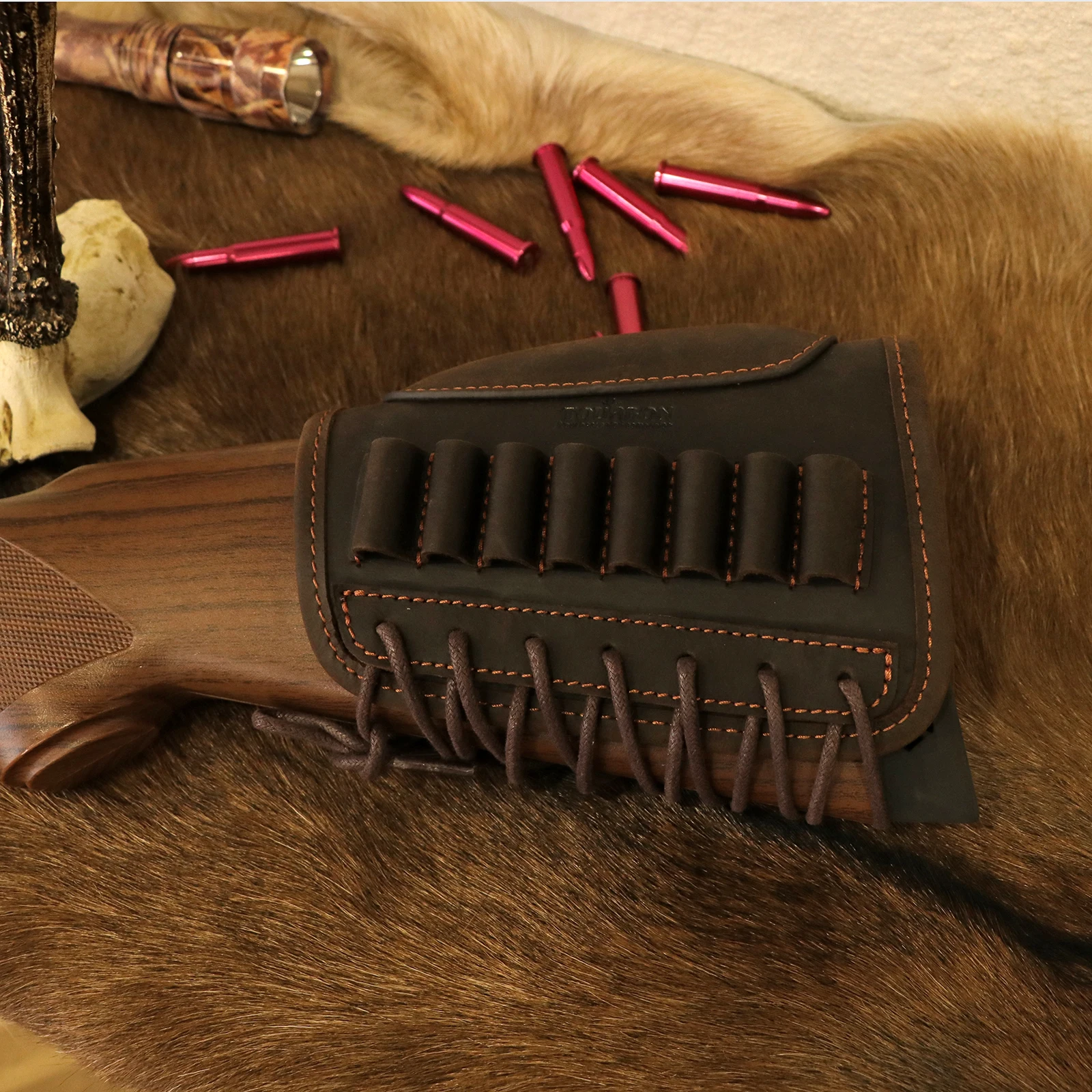 Tourbon taktisches Gewehr Gesäß Wangen auflage Riser Echt leder Schusswaffen Munition patronen Halter Träger Jagd zubehör – Detail 26