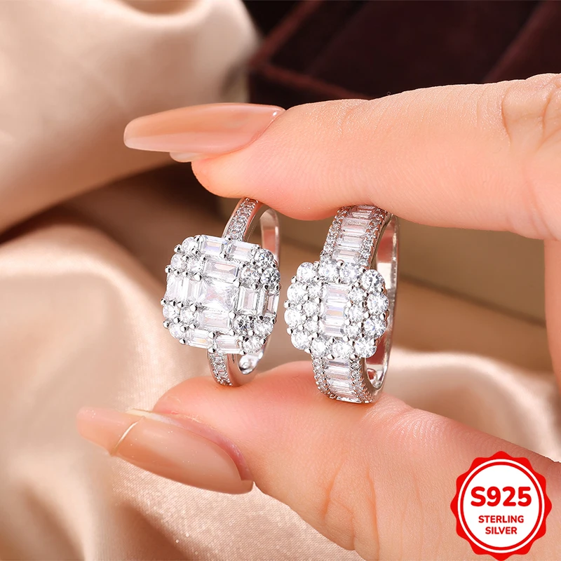 Temperament Wedding Rings for Women Cushion Shape Modern Fashion Engagement Proposal Rings Sparkling Cubic Zircon Jewelry