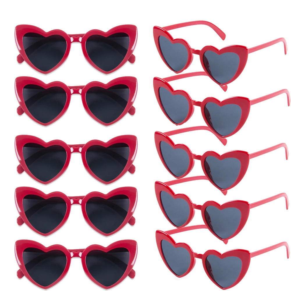 10pcs Red Heart Sunglasses Wedding Favors woman Vintage Heart Glasses Bachelorette Party supplies Bride To Be Bridesmaid Gifts