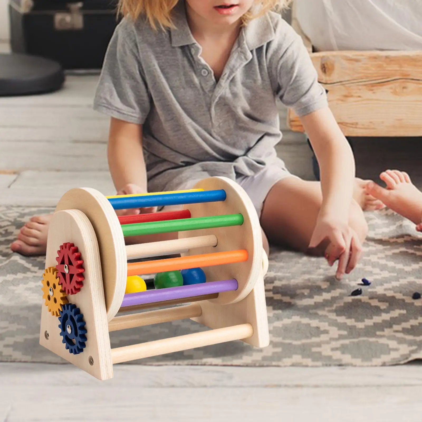 

Sturdy Hand Painted Wooden Drum Toy for Sensory Play Toddler Educational Early Learning Toy Kit for Baby Gift Ages 3