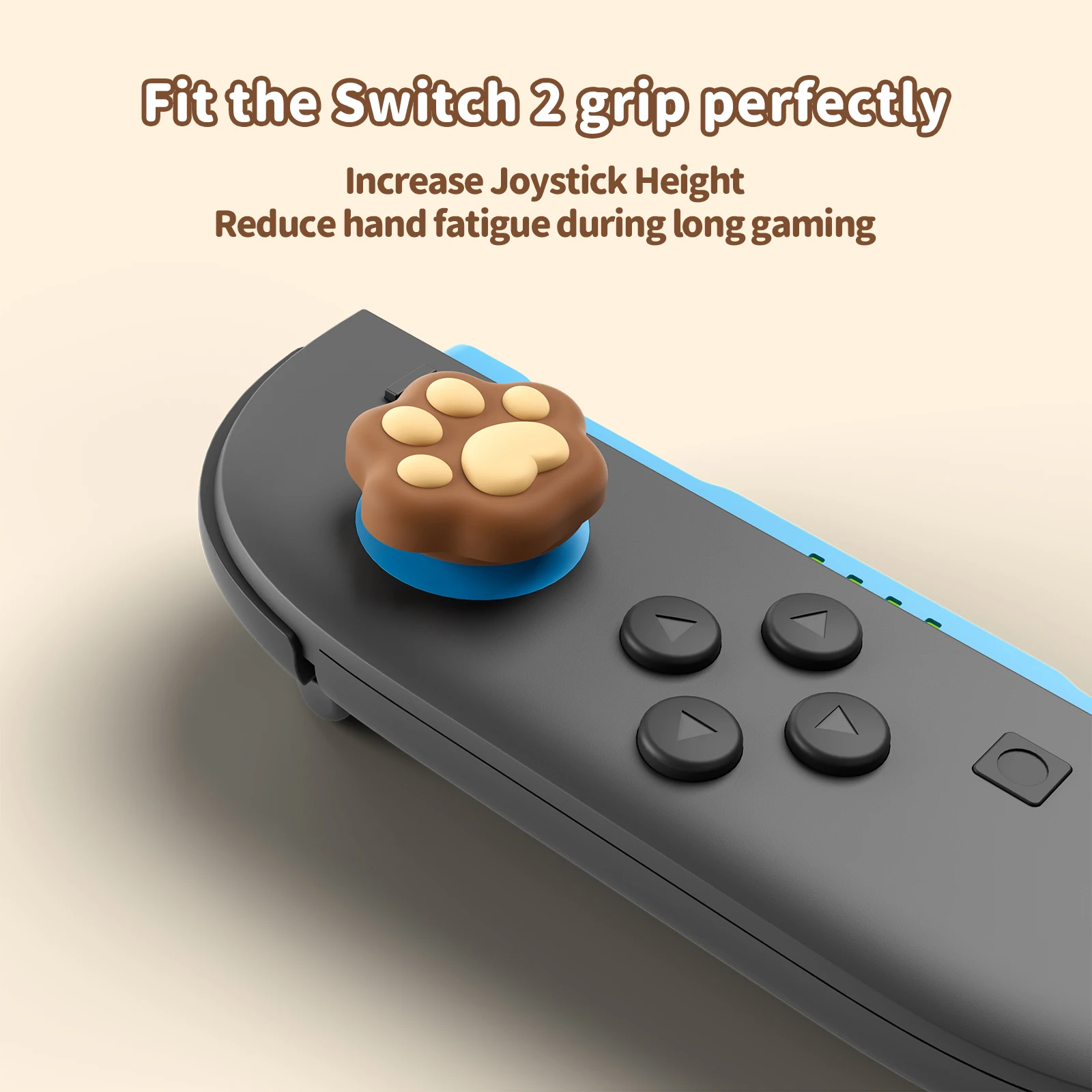 GeekShare Cat Paw Joystick Caps Compatible with Switch 2, Anti-Slip Silicone Thumb Grip Caps for Switch 2025, Milk Tea Brown