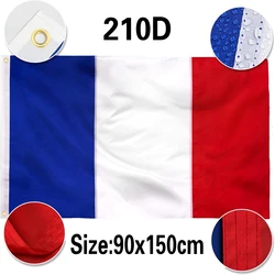 FLAGLINK 90x150 CM Double Sided Heavy Duty 210D Nylon French National Country Flags with Sewn Stripes 4 Stitch He